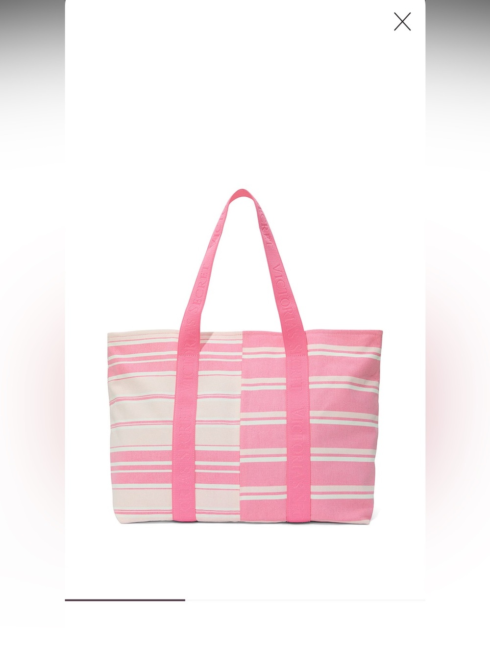 Victoria's Secret Pink Striped Canvas Tote NWT Beach bag